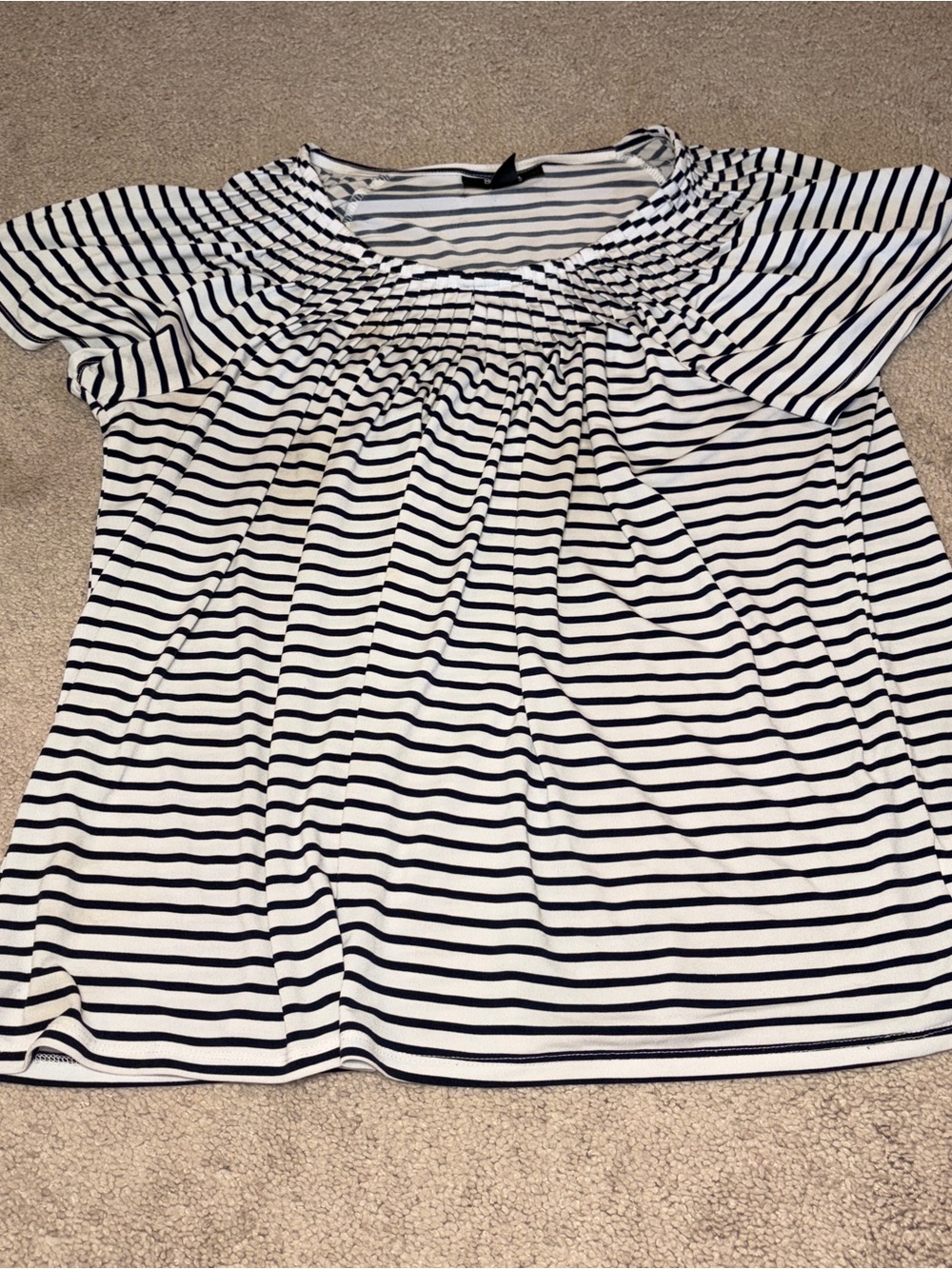 Navy & White Striped Blouse Size: 2X